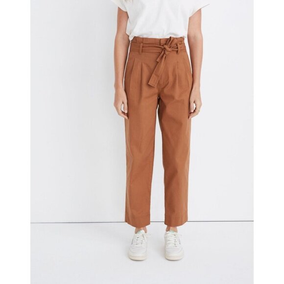 Madewell Herringbone Paperbag Pants in Warm Hickory (Rusty Brown) Womens Sz 31 - Picture 10 of 10